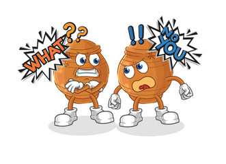 clay pot arguing each other cartoon vector
