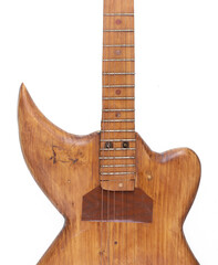 Obraz premium wooden electric guitar isolated on white background
