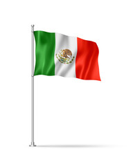 Mexican flag isolated on white