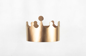 paper gold crown isolated on white background