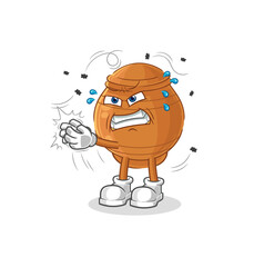 clay pot swat fly character. cartoon mascot vector