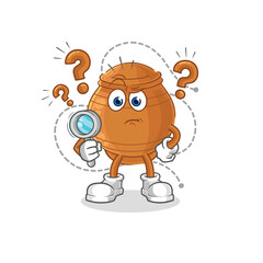 clay pot searching illustration. character vector