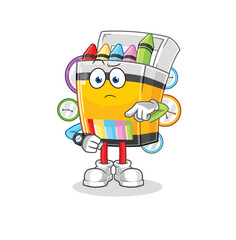 crayon with wristwatch cartoon. cartoon mascot vector
