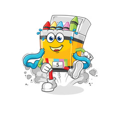 crayon runner character. cartoon mascot vector