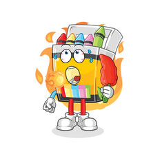 crayon eat hot chilie mascot. cartoon vector