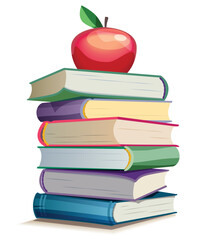 Bright stack of books with apple. Vector illustration - 526921320