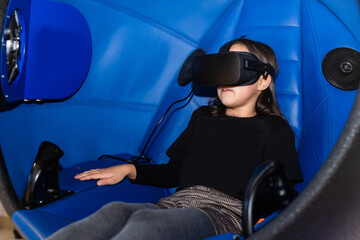 Child with virtual reality headset. virtual reality concept