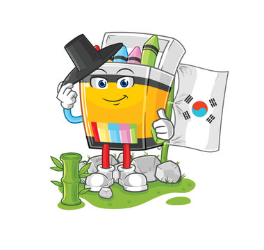 crayon korean character. cartoon mascot vector