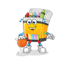 crayon dribble basketball character. cartoon mascot vector