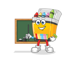 crayon teacher vector. cartoon character