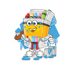 crayon painter illustration. character vector