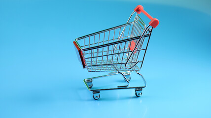 shopping cart blue background