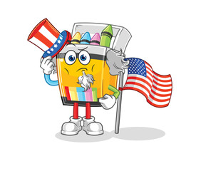 crayon uncle sam character. cartoon mascot vector