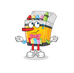 crayon lie like Pinocchio character. cartoon mascot vector