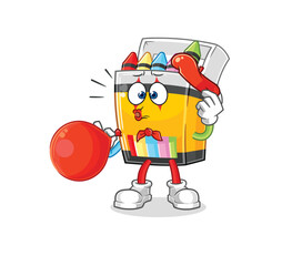 crayon pantomime blowing balloon. cartoon mascot vector