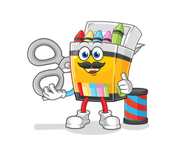 crayon barber cartoon. cartoon mascot vector