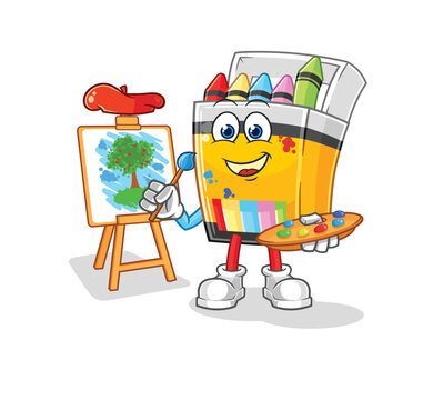 crayon artist mascot. cartoon vector