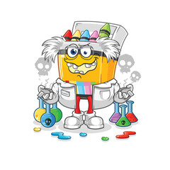 crayon mad scientist illustration. character vector