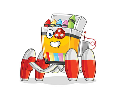 crayon future robot vector. cartoon character
