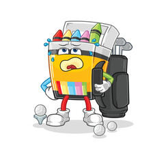 crayon with golf equipment. cartoon mascot vector