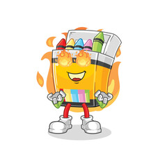 crayon on fire mascot. cartoon vector