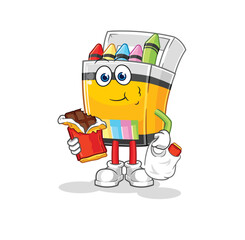 crayon eat chocolate mascot. cartoon vector