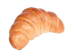 One croissant close up isolated on white background