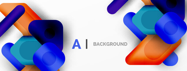 Colorful geometric shapes lines, squares and triangles. Abstract background for wallpaper, banner or landing page