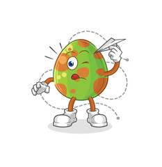 dinosaur egg with paper plane character. cartoon mascot vector