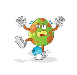 dinosaur egg hiten by bowling cartoon. cartoon mascot vector