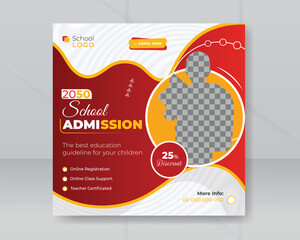 Back to school admissions social media post template promotion services square web banner for online business marketing flyer poster layout design