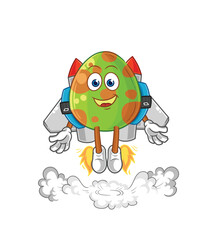 dinosaur egg with jetpack mascot. cartoon vector