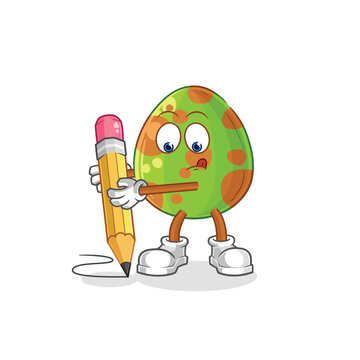 dinosaur egg write with pencil. cartoon mascot vector