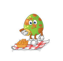 dinosaur egg on a picnic cartoon. cartoon mascot vector