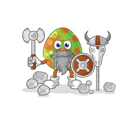 dinosaur egg viking with an ax illustration. character vector