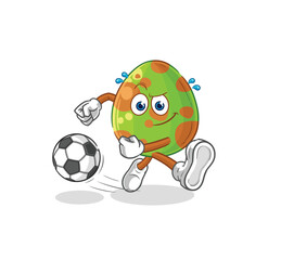 dinosaur egg kicking the ball cartoon. cartoon mascot vector