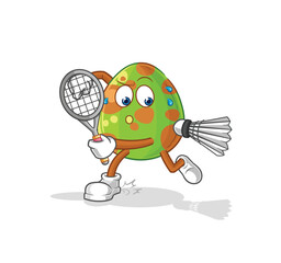 dinosaur egg playing badminton illustration. character vector