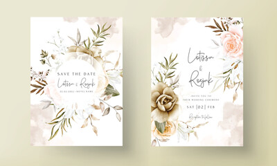 Beautiful hand drawn flower wedding invitation card set