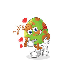 dinosaur egg flirting illustration. character vector