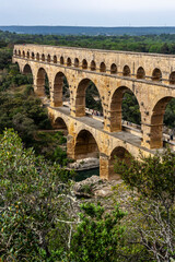 Fototapeta premium View of the roman bridge of Gard in France