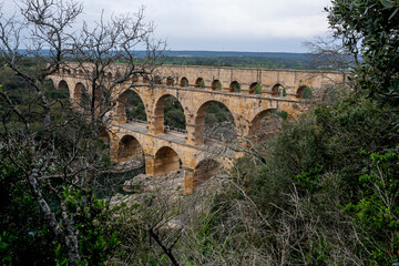Obraz premium View of the roman bridge of Gard in France