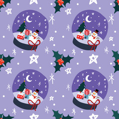 Naklejka premium cute christmas items seamless pattern design for wrapping paper
