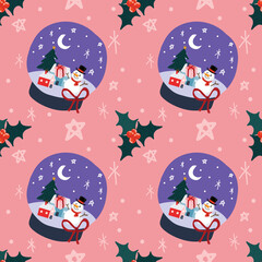 Fototapeta na wymiar cute christmas items seamless pattern design for wrapping paper