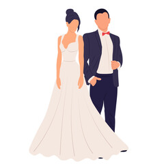 bride and groom in flat style,wedding