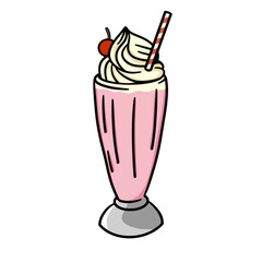 Ice cream strawberry pink cartoon Clip art  - obrazy, fototapety, plakaty