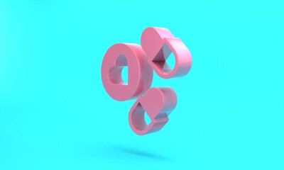 Fototapeta premium Pink Medicine pill or tablet icon isolated on turquoise blue background. Capsule pill and drug sign. Pharmacy design. Minimalism concept. 3D render illustration