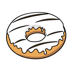 White chocolate  donut ring vector isolated on white background , concept cute wallpaper, texture, bakery, cream, bread, draw, cartoon 