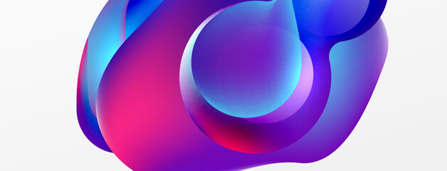 Fluid abstract background. Liquid color gradients composition. Round shapes and circle flowing design for wallpaper, banner, background or landing