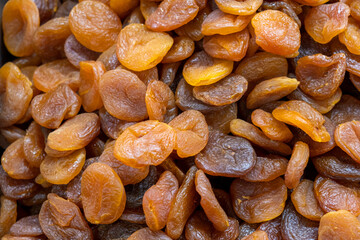 Organic uzbek dried apricots sold on the farmers market