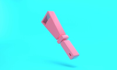 Pink Beekeeping uncapping knife icon isolated on turquoise blue background. Tool of the beekeeper. Minimalism concept. 3D render illustration